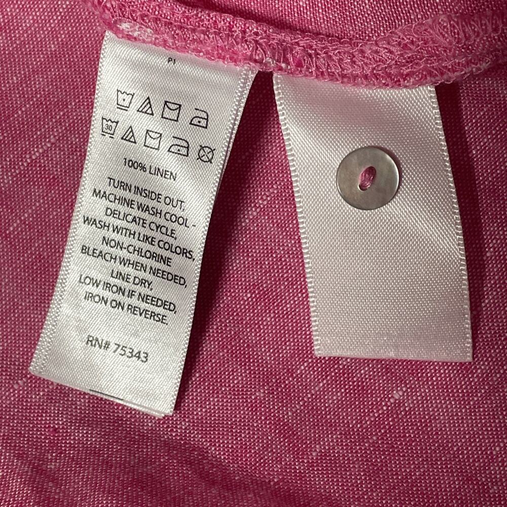 RACHEL RACHEL ROY 100% Linen Top Women’s Small Short Sleeve Ruffle Neckline Pink - Picture 5 of 5